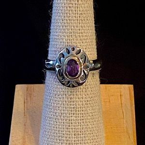 Sterling Silver W/ 18k Gold Ring  - Amethyst - Multiple Sizes Available